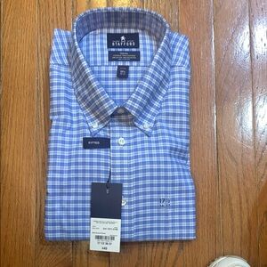 Stafford Blue and Brown Dress Shirt Classic Design